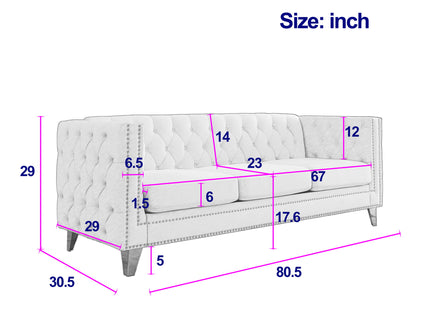 Modern Sofa With Button Tufting, Upholstered Couch For Living Room
