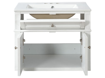 Wall Mounted Bathroom Vanity With Tip Out Drawer And Open Back Design