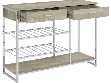 Ethel - 2 Drawer Home Bar Storage With Wine Rack - Oak