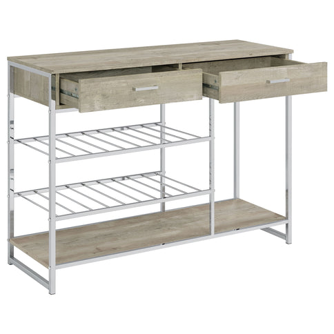 Ethel - 2 Drawer Home Bar Storage With Wine Rack - Oak