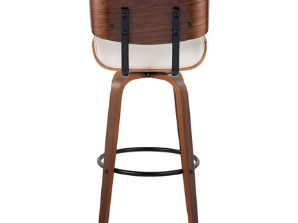 Lombardi - Mid-Century Modern Fixed Height Barstool With Swivel With Round Footrest (Set of 2)