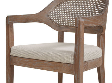 Americana - Mid-Century Modern Cane Back Dining Chair Textured Weave - Taupe Beige
