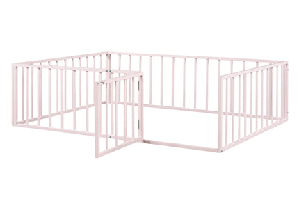 Metal Floor Bed Frame With Fence And Door