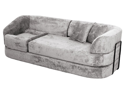 3 Seater Sofa With Built In Pet Bed Nook, Curved Design And 2 Throw Pillows