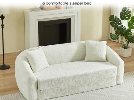 Curved Convertible Sofa, 2 In 1 Fold Out Bed With Pull Out Base And Deep Seat