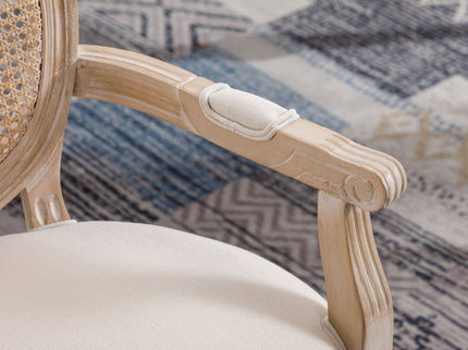 French Vintage Upholstered Fabric Dining Armchair (Set of 2) - Beige