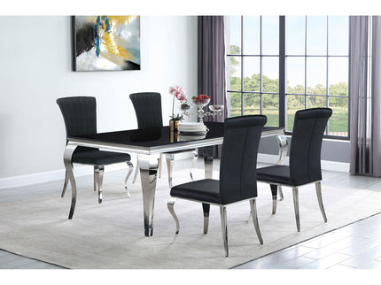 5 Piece Rectangular Dining Set With Upholstered Chairs - Black