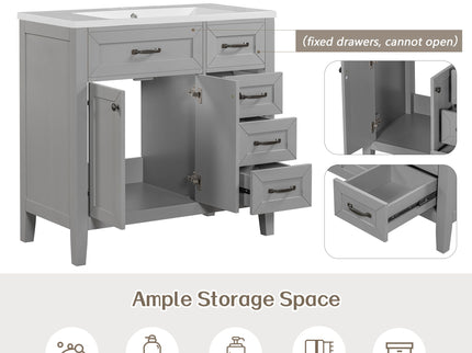 Modern Bathroom Vanity With Sink, Freestanding With Drawers And Doors