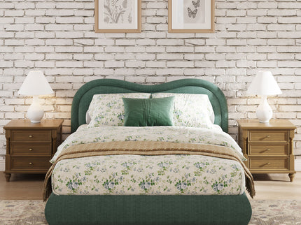 Upholstered Platform Bed Frame With Curved Headboard