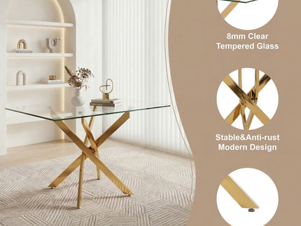Rectangular Dining Table For Home Kitchen - Gold