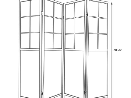 Gabby - 4 Panel Divider Folding Shoji Screen With Windowpane Details - Natural
