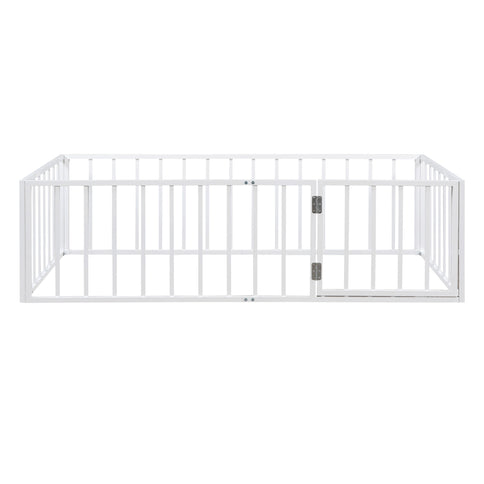 Metal Floor Bed Frame With Fence And Door