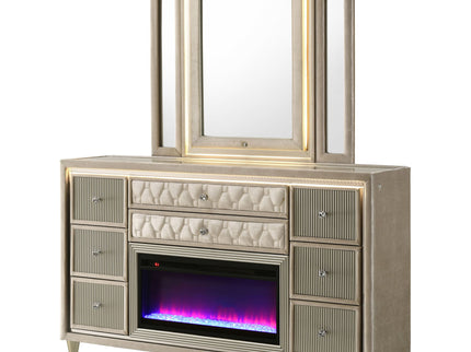 Mika - 8 Drawer LED Dresser And Mirror Set - Ivory