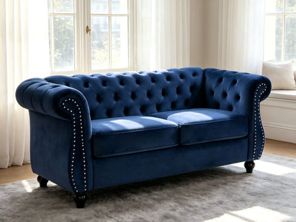 Chesterfield Button Tufted Loveseat With Rolled Arms
