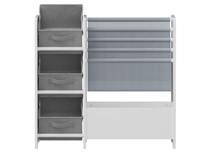 Bookshelf And Toy Storage Organizer, Multifunctional 4 Tier With 3 Collapsible Drawers - White