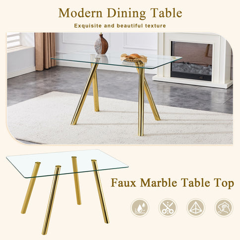 Rectangular Design Dining Table - Gold