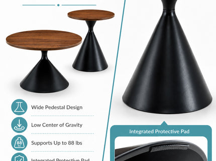 2 Piece Coffee Round Table Set