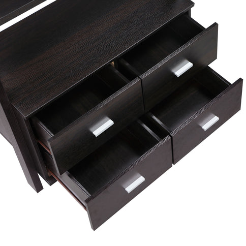 Shasta - 5 Shelf Ladder Bookshelf With Drawers - Cappuccino