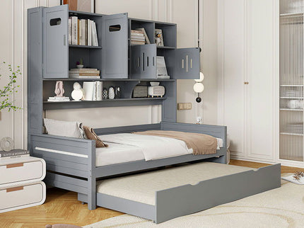 Daybed With All-In-One Cabinet And Shelf