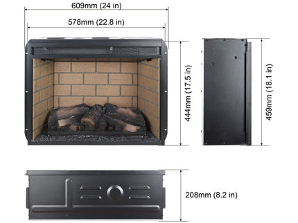 Infrared Quartz Heater Fireplace Insert -Woodlog Version With Brick