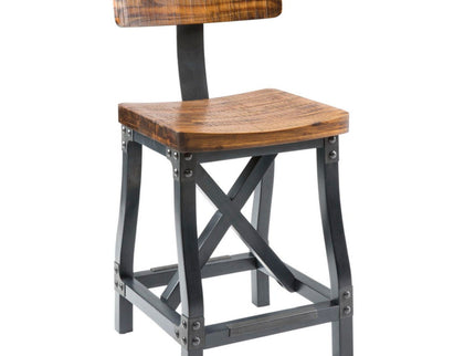 Industrial Counter Stool With Back Removable Solid Acacia - Amber