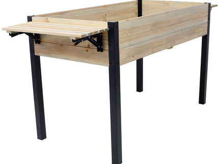 Raised Garden Bed With Metal Legs And Folding Storage Shelf