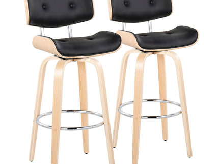 Lombardi - Mid Century Modern Fixed Height Barstool With Swivel With Round Footrest (Set of 2)