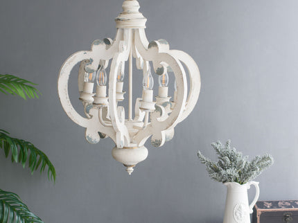 Farmhouse Chandelier, 6 Light Wood Chandelier Pendant Light Fixture With Adjustable Chain For Dining Room Living Room Entryway, Bulb Not Included