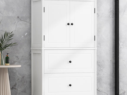 Bathroom Storage Cabinet With 2 Doors And Drawers, Adjustable Shelf