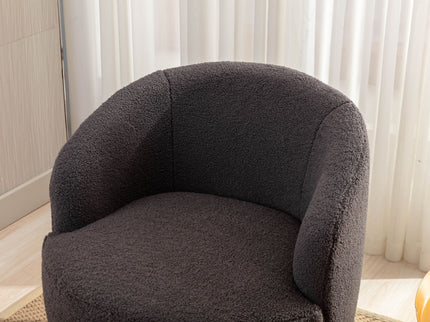 Teddy Fabric Swivel Accent Armchair Barrel Chair With Powder Coating Metal Ring