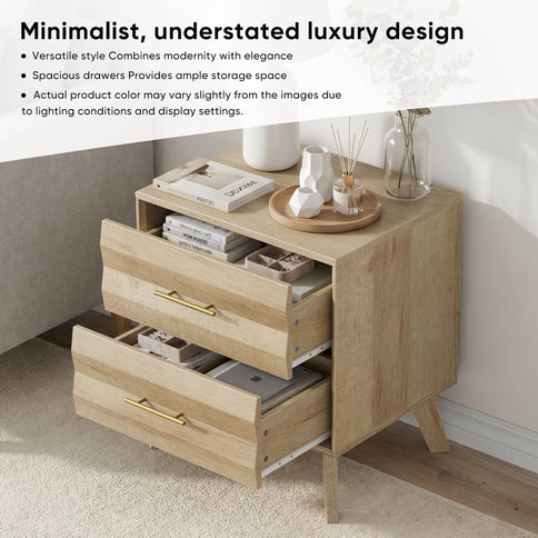Medieval Double Drawer Bedside Table