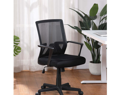 Ergonomic Height Adjustable Office Chair With Armrest - Black
