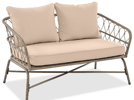 Bohemia-Inspired 4 Person Outdoor Seating Group With Removable Cushions, Conversation Patio Set With Wood Tabletop - Beige