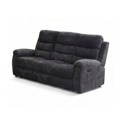 3 Seater Manual Recliner Sofa With 150° Recline, 2 Adjustable Side Seats, Extended Footrest, Oversized Seating For Living Room - Dark Gray