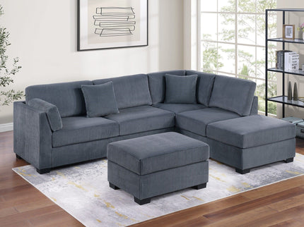 Sectional Sofa Set With Reversible Left / Right Chaise And Matching Cocktail Ottoman