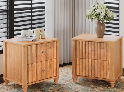 Modern Fluted Nightstand With 3 Drawers
