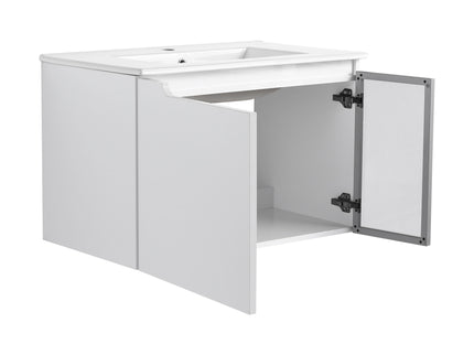 Wall Mounted Bathroom Vanity With Sink, Soft Close Doors, Cabinet & Half Door