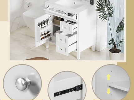 Bathroom Vanity With Top Sink, 2 Drawers & Tip Out Drawer