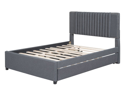 Upholstered Platform Bed With Drawers, Classic Headboard Design