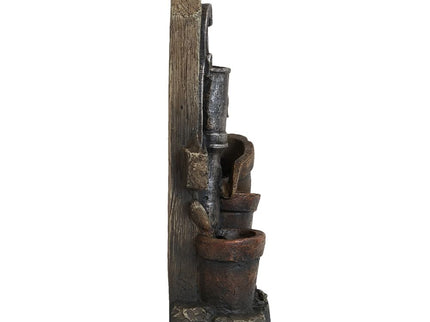 Water Fountain With Antique Water Pump Design And LED Light - Brown / Gray