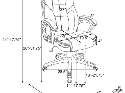 Swivel Office Chair With Armrests, Adjustable Height - Brown