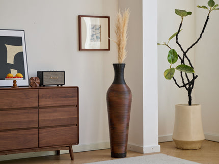 Tall Standing Designer Floor Vases With Elegant 2 Tone Finishes Ideal For Decorating Living Rooms, Bedrooms, Entryways Perfect For Decorating Your Home - Black / Gray