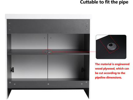 Contemporary Freestanding Bathroom Vanity With Resin Sink & Soft-Close Cabinet Doors