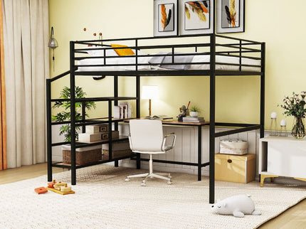 Loft Bed With Desk And Lateral Storage Ladder