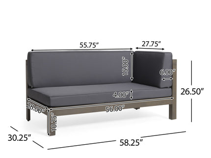 Aura - 2 Piece Outdoor Set With X Back Left Bench And Corner - Dark Gray