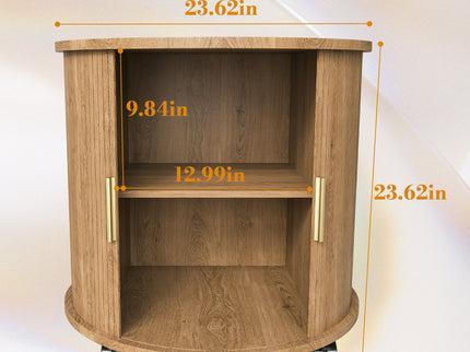 Cylinder Nightstand With Charging Station & Sliding Door