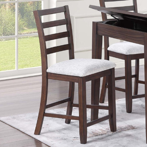 6 Piece Counter Height Dining Set Table With Storage Ladder Back Chairs And Bench - Walnut