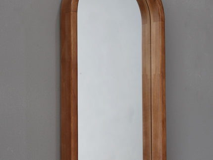 Decorative Rubber Frame Mirror With Elongated Oval Frame - Brown