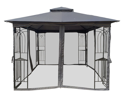Patio Gazebo Tent With Ventilated Double Roof And Mosquito Net