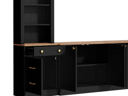 Arched Entertainment Center Wall Unit With Bookshelf, Retro Large TV Stand